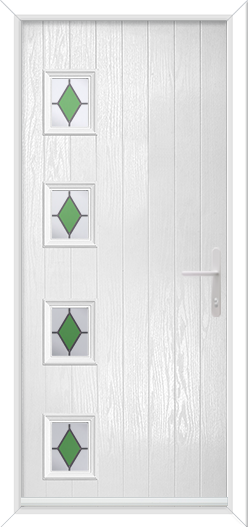 Cottage 4 Rectangles Offset Left with Colour Diamond Green