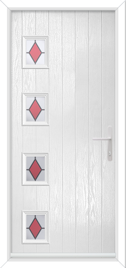 Cottage 4 Rectangles Offset Left with Colour Diamond Red