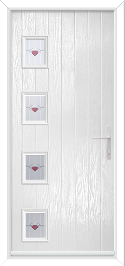 Cottage 4 Rectangles Offset Left with Murano Red