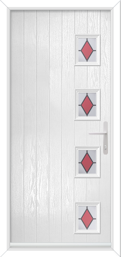 Cottage 4 Rectangles Offset Right with Colour Diamond Red