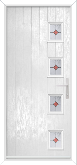 Cottage 4 Rectangles Offset Right with Fusion Jewel Red