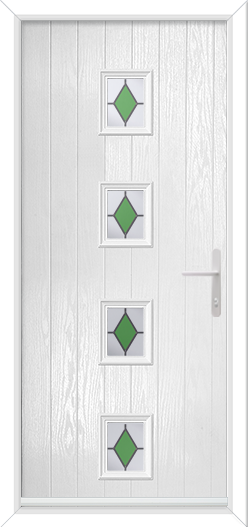 Cottage 4 Rectangles with Colour Diamond Green