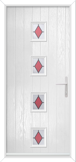 Cottage 4 Rectangles with Colour Diamond Red